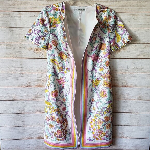 Trina Turk 100% Cotton Arboretum Zip Front Paisley Print Dress - Picture 5 of 12